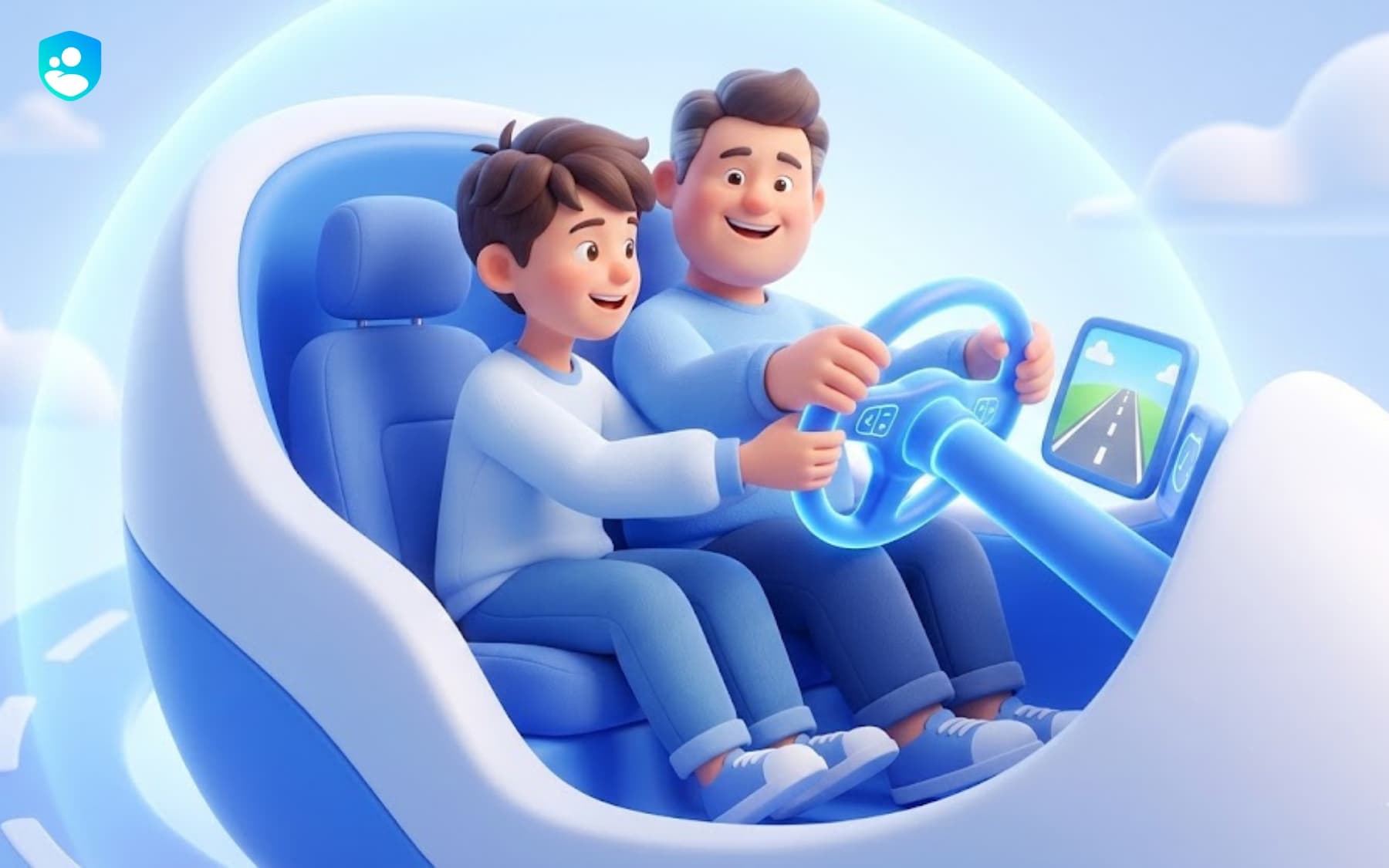 Madre e hijo en el sofá con smartphone seguro